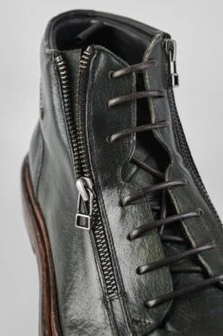 YORK Dark-green Welted Chukka Boots. -Untamedstreet Shop YORK men boots ankle lace up double zip brown green luxury calf leather distressed made in italy8908