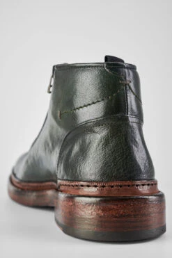 YORK Dark-green Welted Chukka Boots. -Untamedstreet Shop YORK men boots ankle lace up double zip brown green luxury calf leather distressed made in italy8909