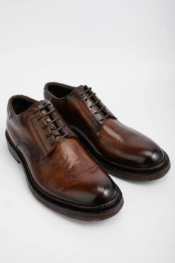 YORK Rich-brown Welted Derby Shoes. -Untamedstreet Shop YORK men shoe derby brown calf leather handmade in italy 02