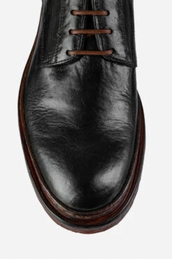 YORK Imperial-black Welted Derby Shoes. -Untamedstreet Shop YORK men shoes derby black luxury calf leather distressed made in italy08