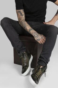 SOHO Forest-green Patina High Sneakers. -Untamedstreet Shop men soho forest green high top sneaker 1 a8954405 11af 408b 8648 e2892b66c9b9